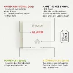 Bosch Home Comfort D-CO, 7736606211 detektor oxidu uhelnatého na baterii, detekce oxidu uhelnatého (CO)