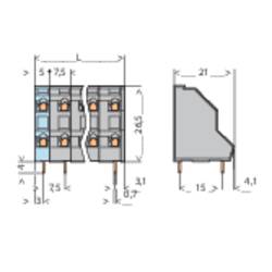 WAGO 736-506 dvojřadá svorka 2.50 mm² Pólů 12 šedá 1 ks