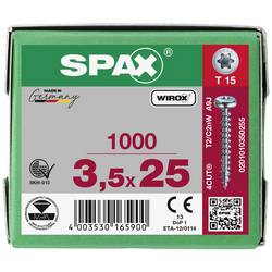 SPAX 0201010350255 R 88093 Ruko m.Spitze/T-STAR šroub do dřeva 3.5 mm 25 mm T-STAR plus ocel WIROX 1000 ks