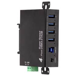 LogiLink UA0443 USB Hub 4 porty USB-A USB 3.0 5 GBit/s pro průmyslové použití, kovový ukazatel, pro montáž na zeď černá UA0443