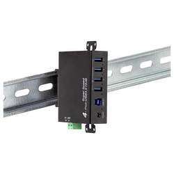 LogiLink UA0443 USB Hub 4 porty USB-A USB 3.0 5 GBit/s pro průmyslové použití, kovový ukazatel, pro montáž na zeď černá UA0443