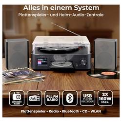 Reflexion HIF2084IR internetové rádio DAB+, CD přehrávač, Bluetooth®, vč. reproduktorů, černá, hnědá