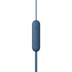 Sony WI-C100 Headset do uší (In Ear) Bluetooth® stereo modrá headset, personalizace zvuku, regulace hlasitosti, nákrčník, odolné vůči potu, odolná vůči vodě