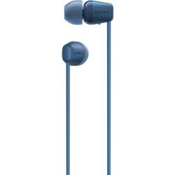 Sony WI-C100 Headset do uší (In Ear) Bluetooth® stereo modrá headset, personalizace zvuku, regulace hlasitosti, nákrčník, odolné vůči potu, odolná vůči vodě