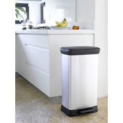 Curver Deco bin metalics 240643 odpadkový koš, 50 l, (š x v x h) 390 x 720 x 290 mm, stříbrná, černá, 1 ks