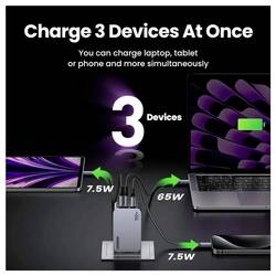 UGREEN Nexode Pro nabíjecí adaptér, GaN, USB-C® zásuvka, USB-C® zásuvka, USB-A zásuvka, 100 W, černá, šedá