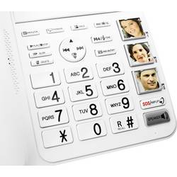 Geemarc AMPLIDECT 595 COMBI šňůrový telefon pro seniory záznamník, handsfree, optická signalizace hovoru, kompatibilní s naslouchadly bílá