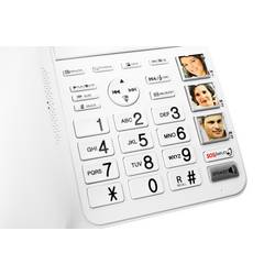 Geemarc AMPLIDECT 595 COMBI šňůrový telefon pro seniory záznamník, handsfree, optická signalizace hovoru, kompatibilní s naslouchadly bílá