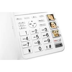 Geemarc AMPLIDECT 595 COMBI šňůrový telefon pro seniory záznamník, handsfree, optická signalizace hovoru, kompatibilní s naslouchadly bílá