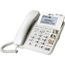Geemarc AMPLIDECT 595 COMBI šňůrový telefon pro seniory záznamník, handsfree, optická signalizace hovoru, kompatibilní s naslouchadly bílá
