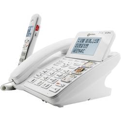 Geemarc AMPLIDECT 595 COMBI šňůrový telefon pro seniory záznamník, handsfree, optická signalizace hovoru, kompatibilní s naslouchadly bílá