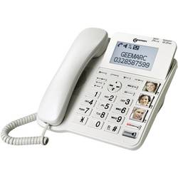 Geemarc AMPLIDECT 595 COMBI šňůrový telefon pro seniory záznamník, handsfree, optická signalizace hovoru, kompatibilní s naslouchadly bílá