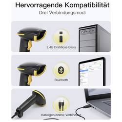 inateck BCST-35_black skener čárových kódů Bluetooth 1D, 2D LED Černá ruční skener vč. stojánku