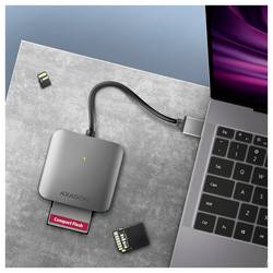 AXAGON CRE-S3 externí čtečka paměťových karet / hub USB 3.0 šedá, černá