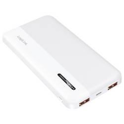 LogiLink PA0372W powerbanka Li-Ion, 10000 mAh, Rychlé nabíjení, bílá, Indikátor stavu