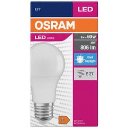 OSRAM HOMELIGHTING 4099854109829 LED Energetická třída (EEK2021) F (A - G) E27 klasická žárovka 8.5 W = 60 W studená bílá (Ø x v) 60 mm x 60 mm 1 ks