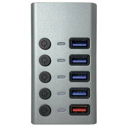 Maxtrack CH10L USB Hub 5 portů USB-A USB 3.0 5 GBit/s lze spínat jednotlivě stříbrnošedá CH10L