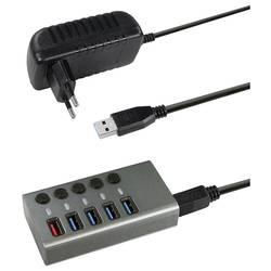 Maxtrack CH10L USB Hub 5 portů USB-A USB 3.0 5 GBit/s lze spínat jednotlivě stříbrnošedá CH10L