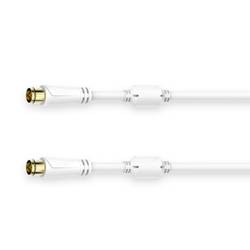 Hama SAT kabel 1.5 m 100 dB třížilový stíněný, S průchodkou chránící proti zlomení, Pozlacený, s feritovým jádrem bílá