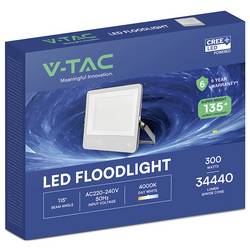 V-TAC 238256 venkovní LED reflektor Energetická třída (EEK2021): D (A - G) 300 W Barvy světla (LED svítidlo): denní bílá