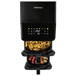 GourmetMaxx 19129 horkovzdušná fritéza 10 l 2400 W nepřilnavý povlak, bez BPA, Cool touch pouzdro, Digitální časovač, funkce grilování, horkovzdušný,
