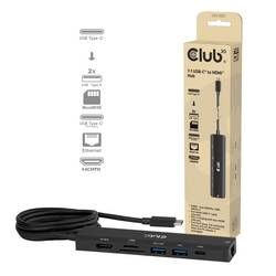 club3D CSV-2555 USB Hub 7 portů USB-A, RJ45 , HDMI™, microSD, SD, USB-C® (s napájením) černá