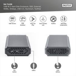 Digitus DA-71158 Pouzdro pro SSD M.2 USB 4 40 GBit/s M.2 PCIe NVMe 2230, 2242, 2260, 2280 DA-71158