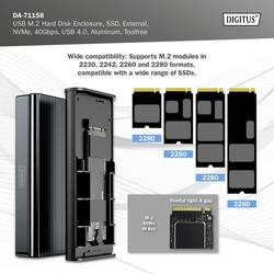 Digitus DA-71158 Pouzdro pro SSD M.2 USB 4 40 GBit/s M.2 PCIe NVMe 2230, 2242, 2260, 2280 DA-71158