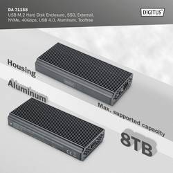 Digitus DA-71158 Pouzdro pro SSD M.2 USB 4 40 GBit/s M.2 PCIe NVMe 2230, 2242, 2260, 2280 DA-71158