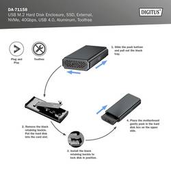Digitus DA-71158 Pouzdro pro SSD M.2 USB 4 40 GBit/s M.2 PCIe NVMe 2230, 2242, 2260, 2280 DA-71158