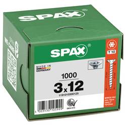 SPAX 1191010300125 šroub ze zápustnou hlavou 3 mm 12 mm T-STAR plus ocel galvanizováno zinkem 1000 ks