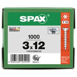 SPAX 1191010300125 šroub ze zápustnou hlavou 3 mm 12 mm T-STAR plus ocel galvanizováno zinkem 1000 ks