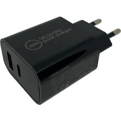 IWH USB nabíječka, 1x USB A , 1x USB-C®, 30 W, Dodávka energie, QC 3.0, černá