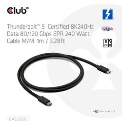club3D Thunderbolt™ kabel Thunderbolt™ 5 Thunderbolt ™ (USB-C ®) zástrčka 1.00 m černá bez halogenů CAC-2501