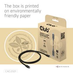 club3D Thunderbolt™ kabel Thunderbolt™ 5 Thunderbolt ™ (USB-C ®) zástrčka 1.00 m černá bez halogenů CAC-2501