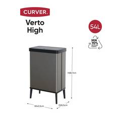 Curver E-COM - VERTO Bin HIGH Abfalleimer 54L, perlgrau 261011 odpadkový koš, 54 l, recyklovaný plast, perlově šedá , s ochranou proti otiskům prstů, 1 ks