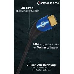 Oehlbach HDMI kabel Zástrčka HDMI-A, Zástrčka HDMI-A 2.00 m černá D1C42532 8K UHD, třížilový stíněný HDMI kabel
