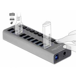 Delock 63670 USB Hub 10 portů USB-A USB 3.1 Gen1 5 GBit/s s konektorem USB C šedá 63670