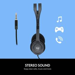 Logitech H111 Headset otevřená (On Ear) kabelová stereo šedá Redukce šumu mikrofonu Počítače
