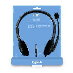 Logitech H111 Headset otevřená (On Ear) kabelová stereo šedá Redukce šumu mikrofonu Počítače