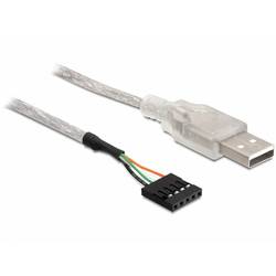 Delock USB kabel USB 2.0 USB-A zástrčka, Zástrčka na desku 5pólová 0.70 m stříbrná se sloupkovým konektorem 83078