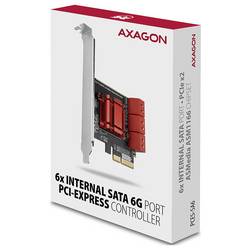 AXAGON PCES-SA6 6 portů SATA řadič PCIe x4 vč. nízkoprofilového krycího plechu na prázdný slot, Pasivní chlazení