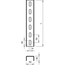 OBO Bettermann 6342340 U-stojina (d x š x v) 3 m x 50.00 mm x 30.00 mm 1 ks