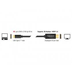 Delock USB-C® / DisplayPort kabelový adaptér USB-C ® zástrčka, Konektor DisplayPort 1.00 m černá 85255 pozlacené kontakty Kabel pro displeje USB-C®