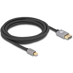 Delock DisplayPort / Mini-DisplayPort kabel Mini DisplayPort konektory, Konektor DisplayPort 3 m šedá 81093 8K UHD, pozlacené kontakty, třížilový stíněný Kabel