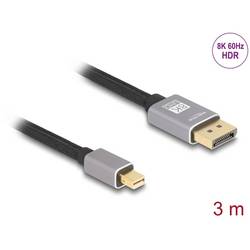 Delock DisplayPort / Mini-DisplayPort kabel Mini DisplayPort konektory, Konektor DisplayPort 3 m šedá 81093 8K UHD, pozlacené kontakty, třížilový stíněný Kabel