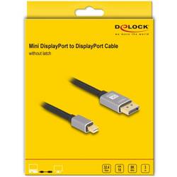 Delock DisplayPort / Mini-DisplayPort kabel Mini DisplayPort konektory, Konektor DisplayPort 3 m šedá 81093 8K UHD, pozlacené kontakty, třížilový stíněný Kabel