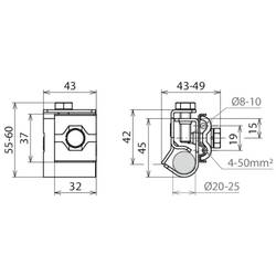 DEHN 540121 AK 8.10 AQ4 50 TE20 25 V4A Okapová svorka 1 ks