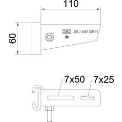OBO Bettermann 6419370 Vzpěra stojiny (š x v) 110 mm x 60 mm 1 ks kov