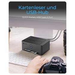 ICY BOX IB-1233CL-CR USB B SATA 1 port Klonovací stanice 2.5 palec, 3.5 palec s funkcí klonování, s displejem, s čtečkou karet